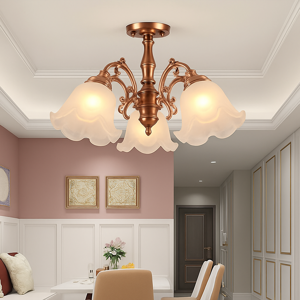 Lustre à LED avec abat-jour en fleurs - vue 3 sur 19