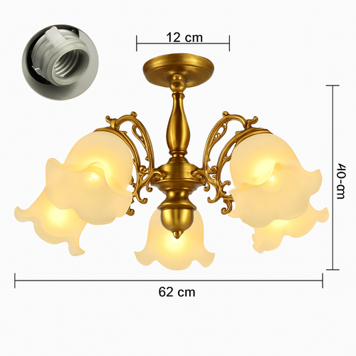 Lustre à LED avec abat-jour en fleurs - vue 6 sur 19