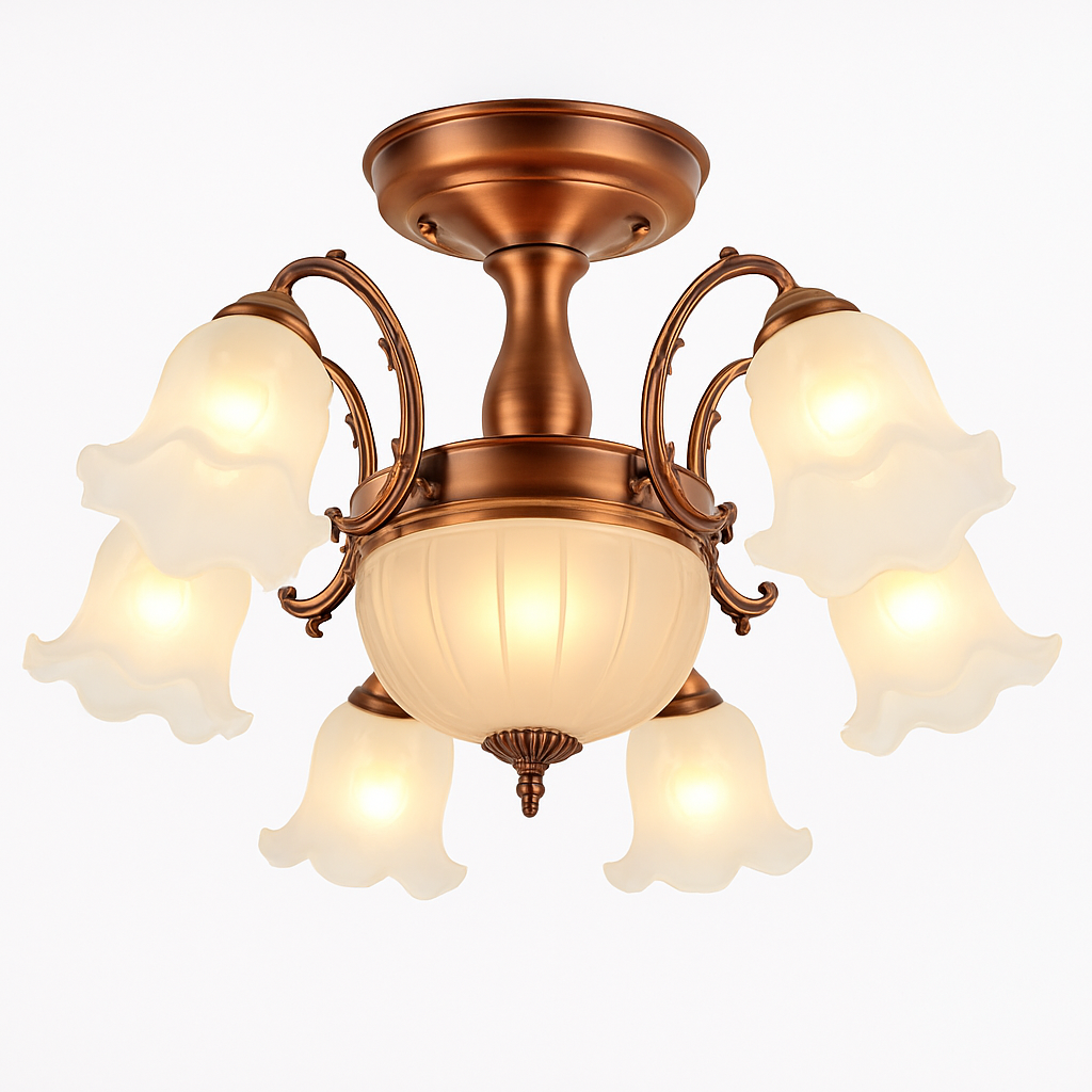Lustre à LED avec abat-jour en fleurs - vue 6 sur 19
