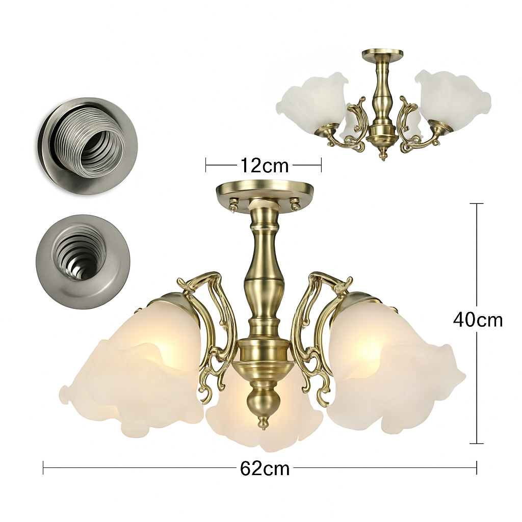 Lustre à LED avec abat-jour en fleurs - vue 10 sur 19