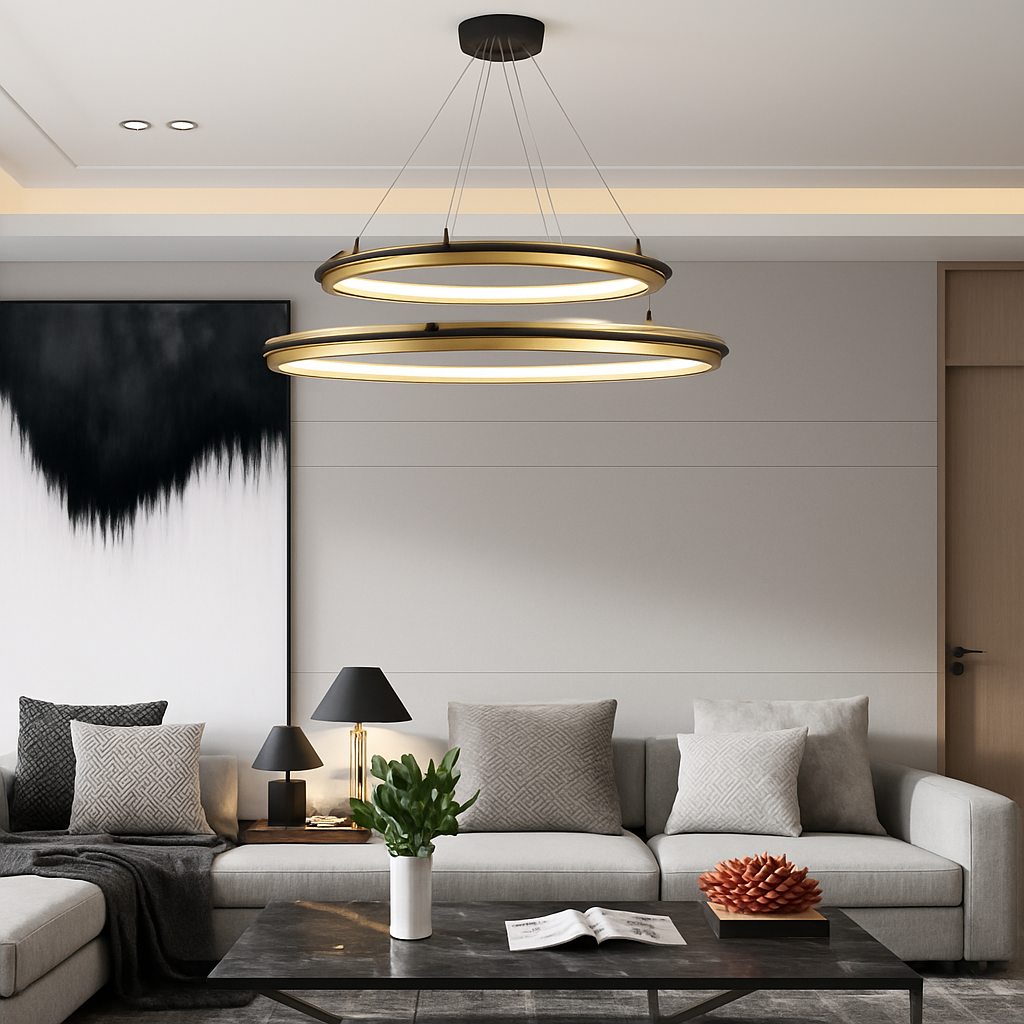 lustre led circulaire de luxe pour décoration intérieure moderne - vue 3 sur 14