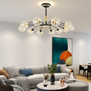 lustre led de luxe en fer avec boules de verre étoilées
