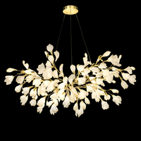 lustre led de luxe moderne en céramique motif ginkgo art villa