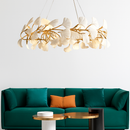 lustre led de luxe moderne en céramique motif ginkgo art villa