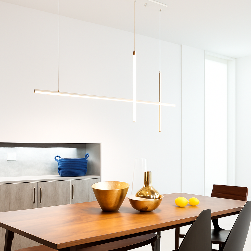 Lustre led dimmable noir minimaliste moderne - vue 4 sur 12