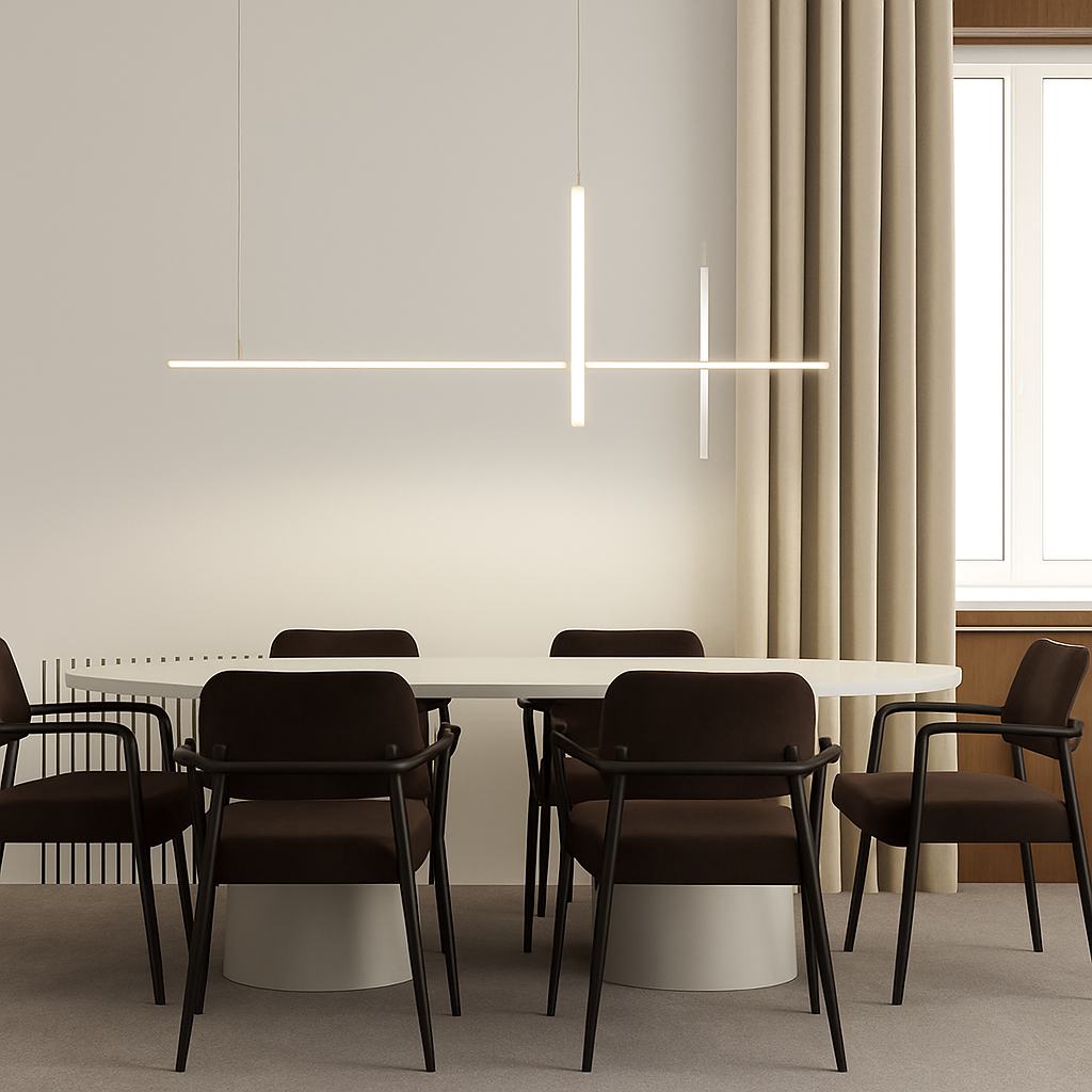 Lustre led dimmable noir minimaliste moderne - vue 6 sur 12