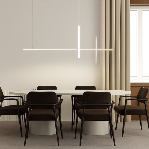 Lustre led dimmable noir minimaliste moderne - vue 7 sur 12