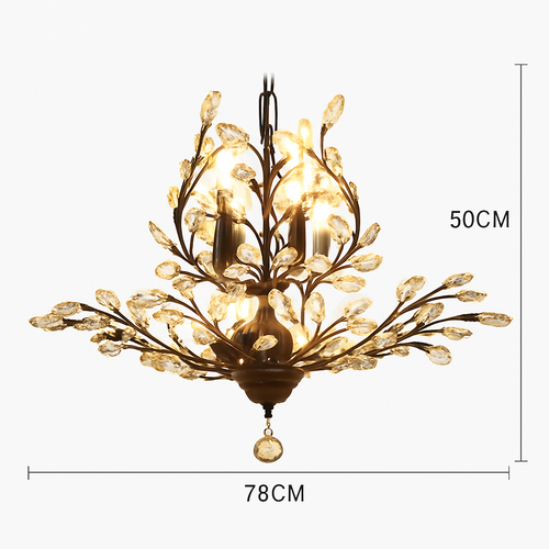 Lustre LED en cristal doré à feuilles - vue 6 sur 11