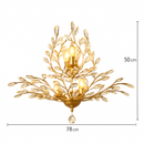 Lustre LED en cristal doré à feuilles