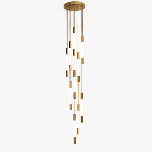 lustre led ligne longue moderne suspension villa luxe éclairage - vue 3 sur 24