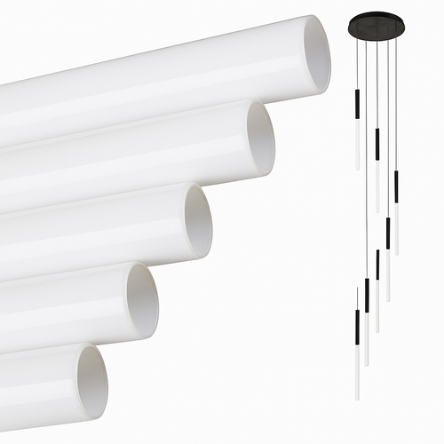 lustre led ligne longue moderne suspension villa luxe éclairage - vue 6 sur 24