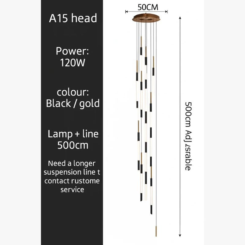 lustre led ligne longue moderne suspension villa luxe éclairage - vue 20 sur 24
