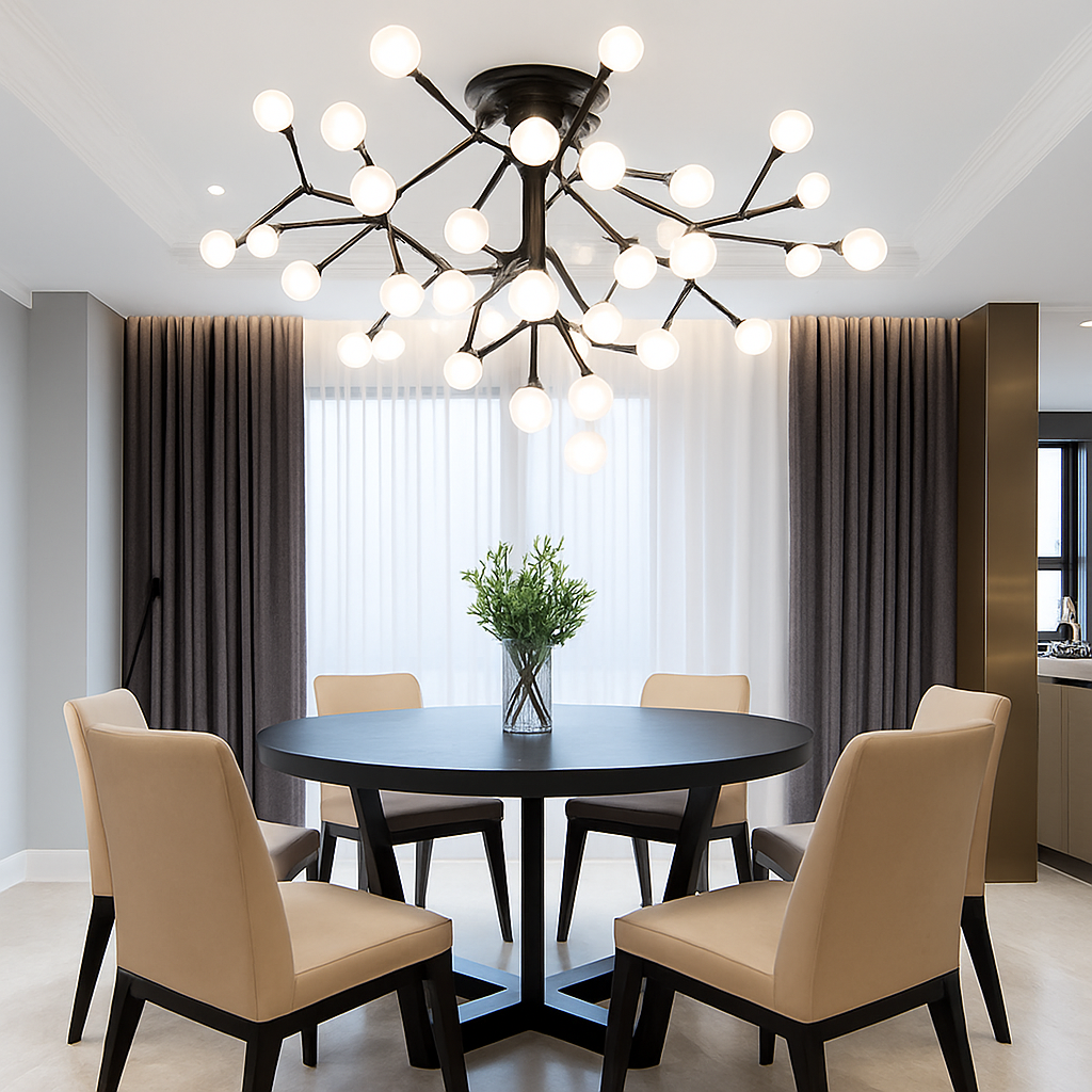 lustre à LED luciole nordique avec bulles de verre décoratives - vue 5 sur 8