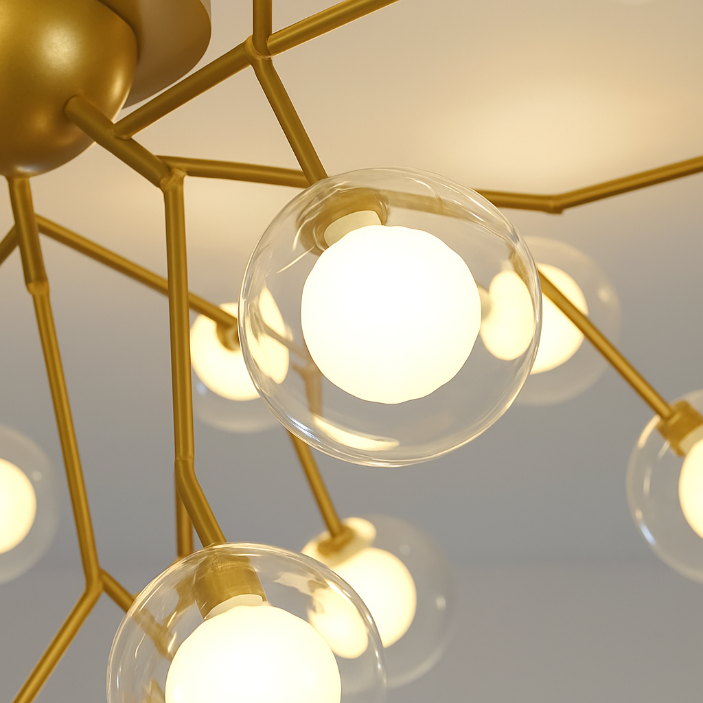lustre à LED luciole nordique avec bulles de verre décoratives - vue 6 sur 8