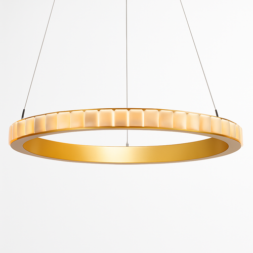Lustre LED marbre acier inoxydable or noir rond - vue 3 sur 17