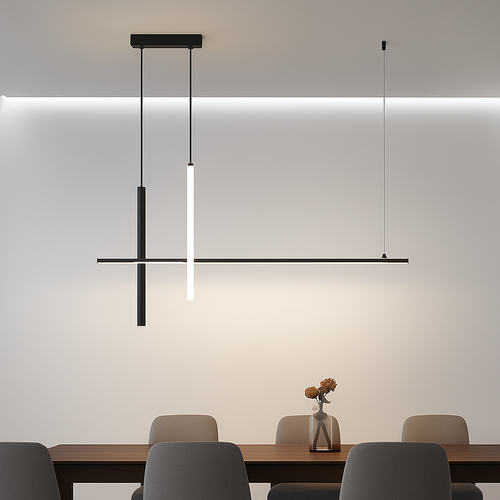 Lustre Led minimaliste moderne dimmable noir pour Table salle à manger cuisine Bar Suspension éclairage Suspension Design Lustre - vue 2 sur 12