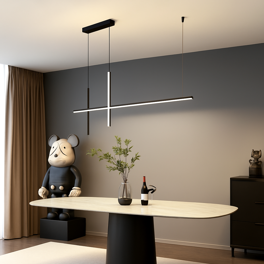 Lustre Led minimaliste moderne dimmable noir pour Table salle à manger cuisine Bar Suspension éclairage Suspension Design Lustre - vue 3 sur 12