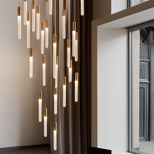lustre led minimaliste moderne pour villa restaurant escalier - vue 2 sur 12