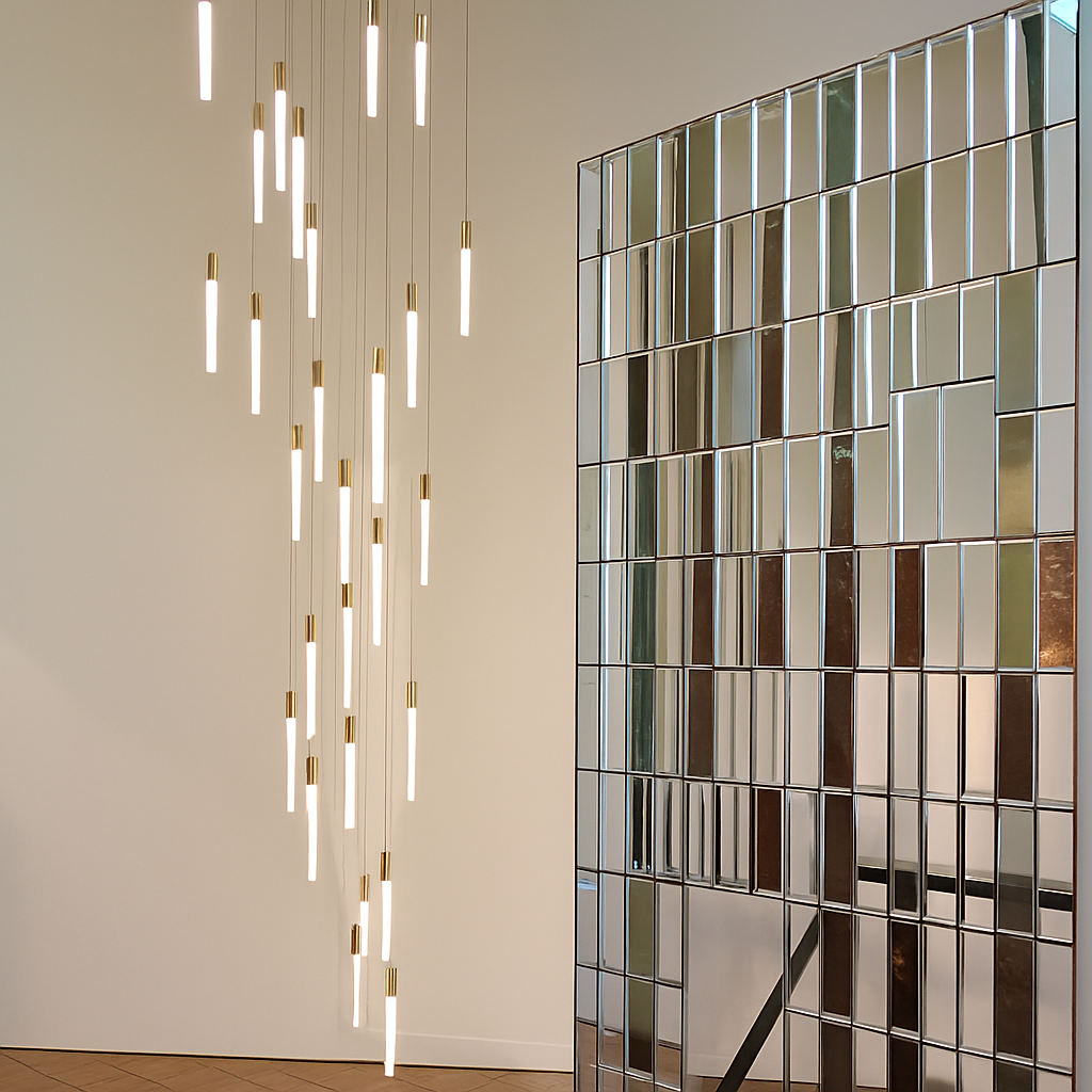 lustre led minimaliste moderne pour villa restaurant escalier - vue 6 sur 12