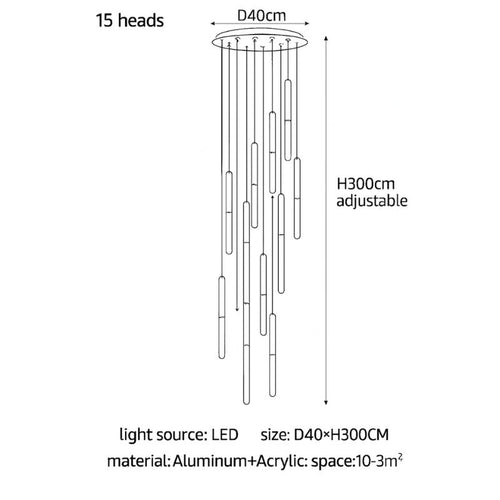 lustre led minimaliste moderne pour villa restaurant escalier - vue 11 sur 12