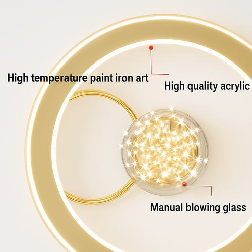 lustre led moderne de luxe avec boules de verre dorées - vue 5 sur 9