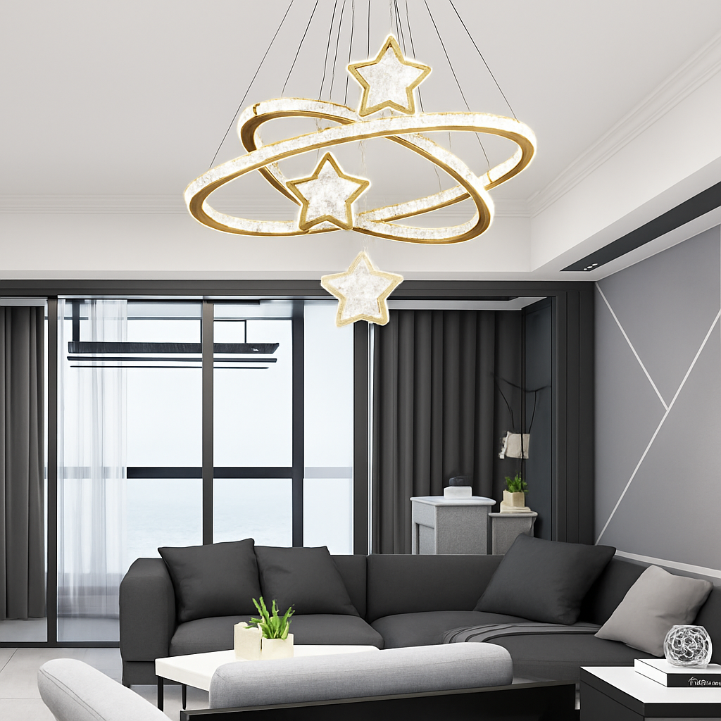 lustre led moderne en cristal pour éclairage intérieur - vue 4 sur 12