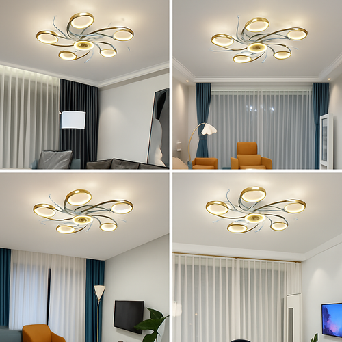 lustre led moderne en cristal pour éclairage intérieur - vue 6 sur 9
