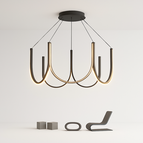 lustre led moderne en u pour décoration intérieure - vue 2 sur 9