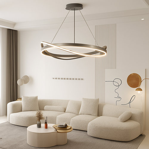 lustre led moderne pour éclairage intérieur suspension plafonnier - vue 7 sur 8