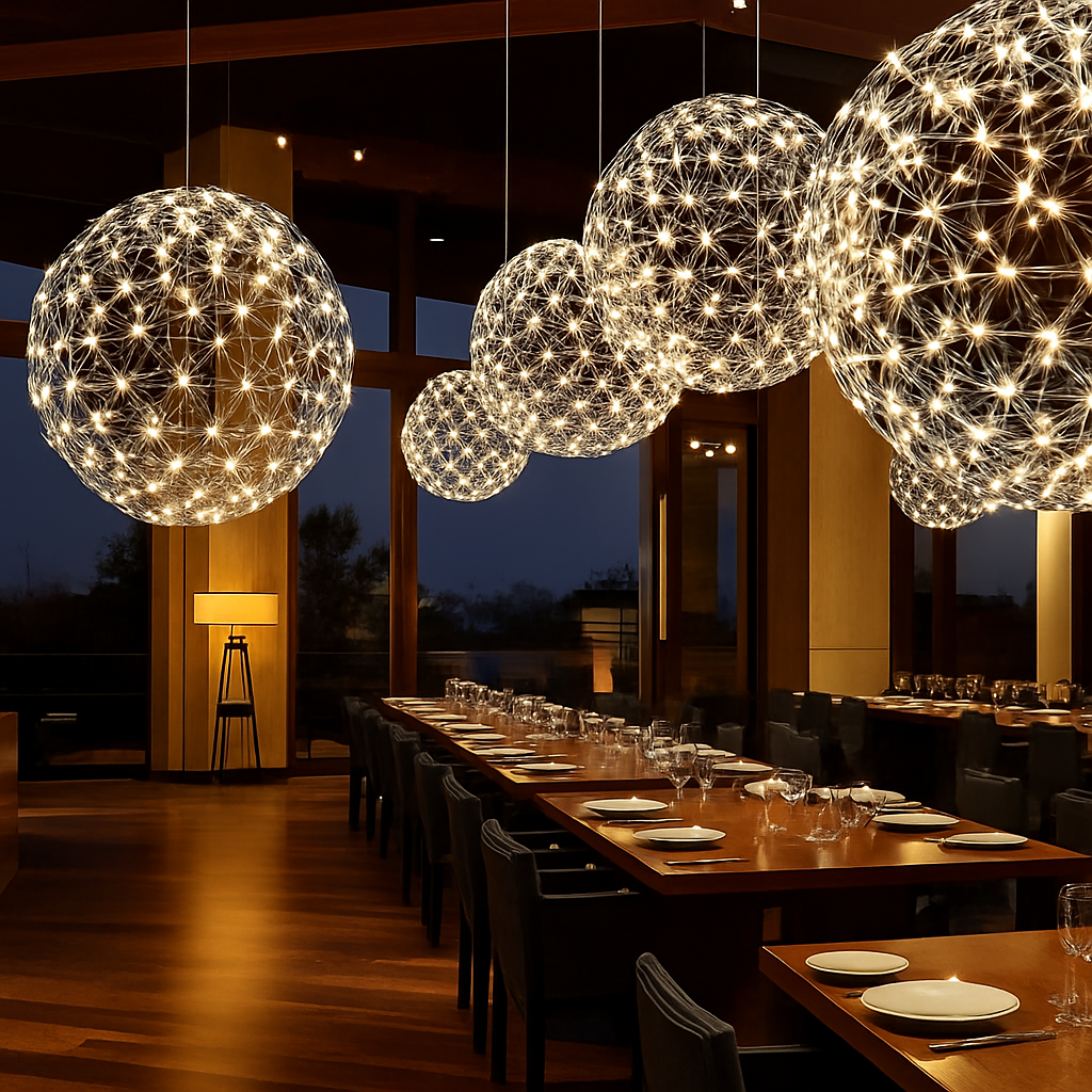 lustre led suspendu design moderne en forme de boule - vue 3 sur 8