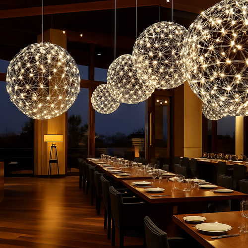 lustre led suspendu design moderne en forme de boule - vue 3 sur 8
