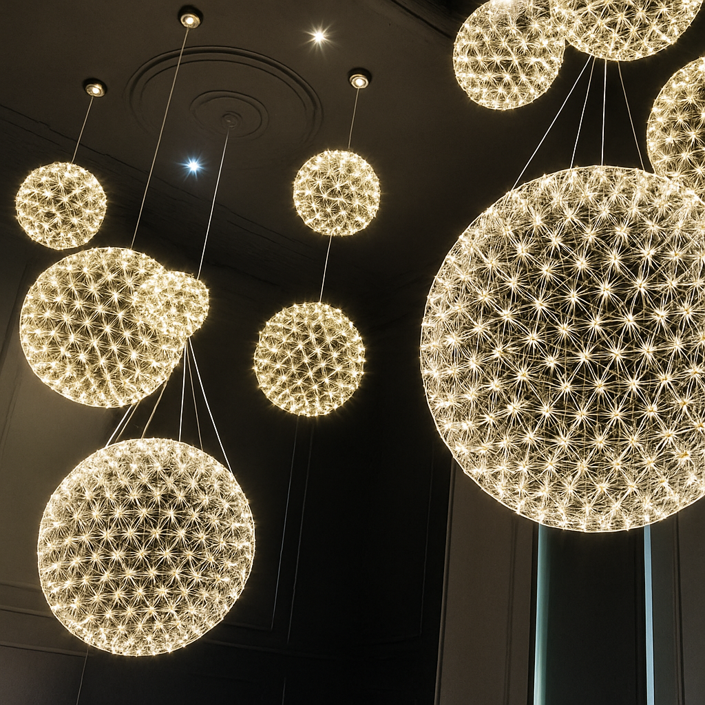 lustre led suspendu design moderne en forme de boule - vue 5 sur 8