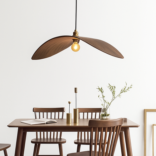 lustre à led wabi sabi en bois pour décoration intérieure - vue 3 sur 11