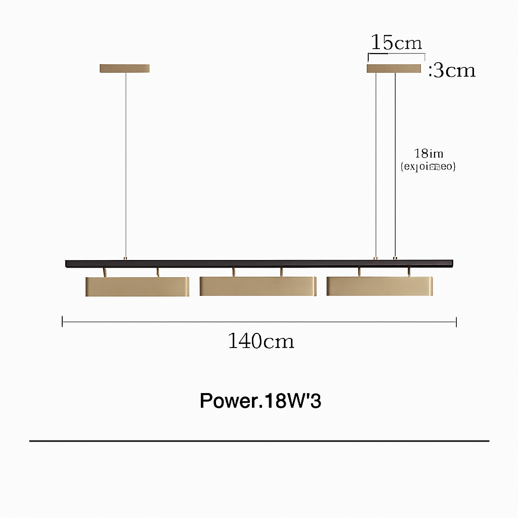 Lustre long de restaurant minimaliste moderne - vue 7 sur 7