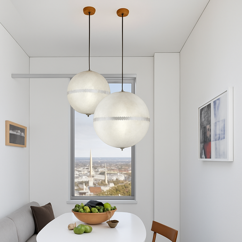 lustre lune led design italien en fibre de verre - vue 2 sur 13