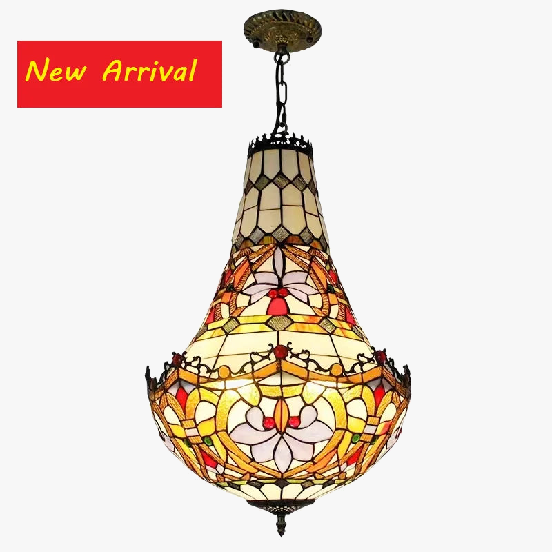 lustre méditerranéen vintage en vitrail tiffany