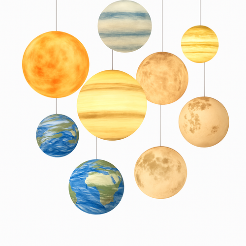 lustre moderne acrylique en forme de planète et lune - vue 5 sur 15