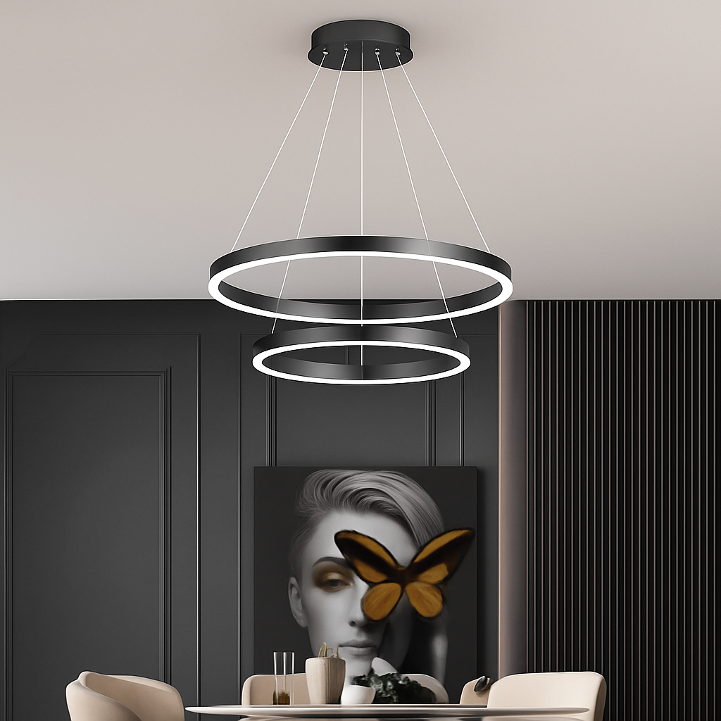 lustre moderne à anneaux ronds en led pour décoration intérieure - vue 2 sur 5