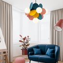Lustre moderne avec lampes rondes colorées Kebya