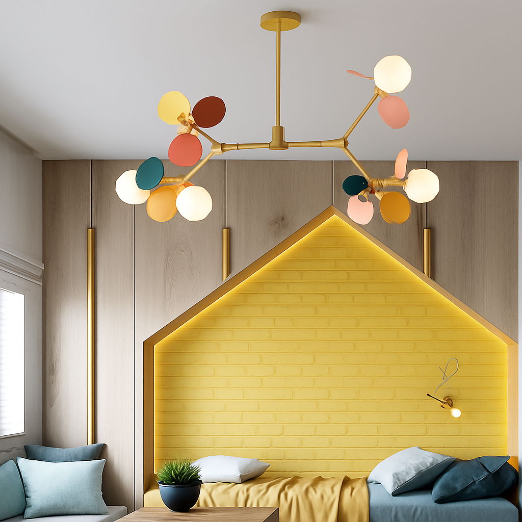 Lustre moderne avec lampes rondes colorées Kebya - vue 6 sur 10