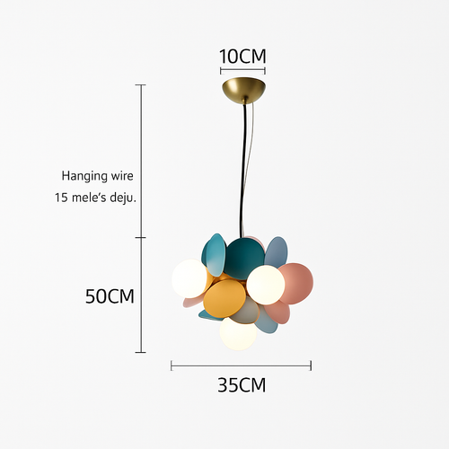 Lustre moderne avec lampes rondes colorées Kebya - vue 8 sur 10