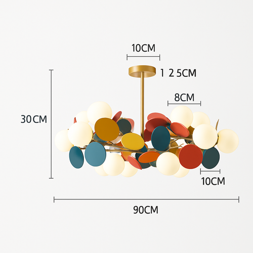 Lustre moderne avec lampes rondes colorées Kebya - vue 9 sur 10