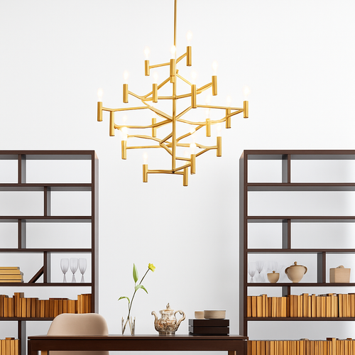 lustre moderne de luxe en métal éclairage suspendu réglable - vue 6 sur 25