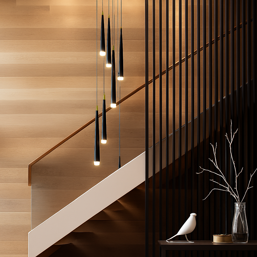 lustre moderne design tube noir pour décoration intérieure - vue 3 sur 16