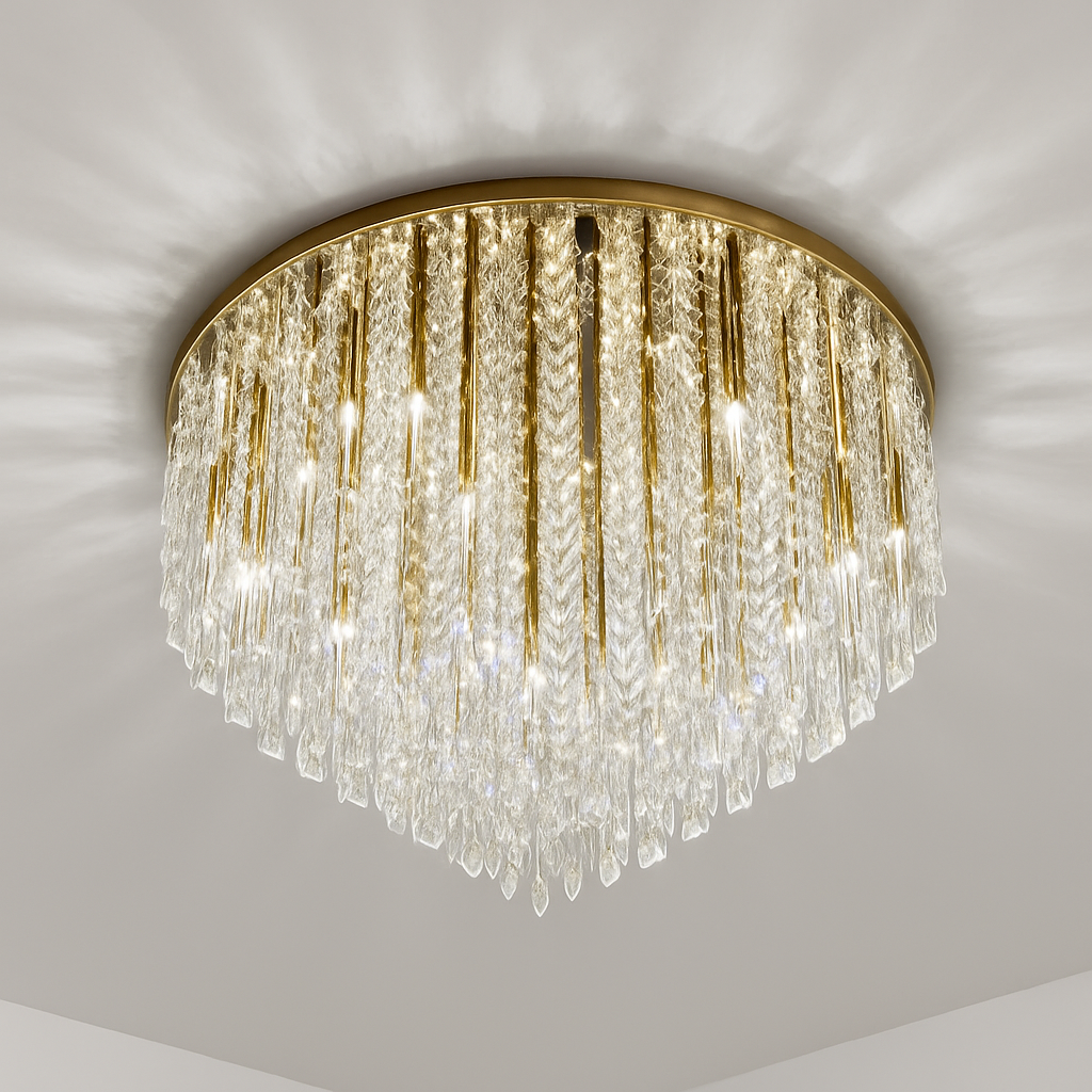 lustre moderne en acier led avec cristaux art déco - vue 4 sur 18