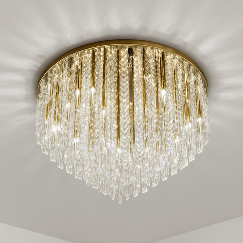 lustre moderne en acier led avec cristaux art déco - vue 5 sur 18