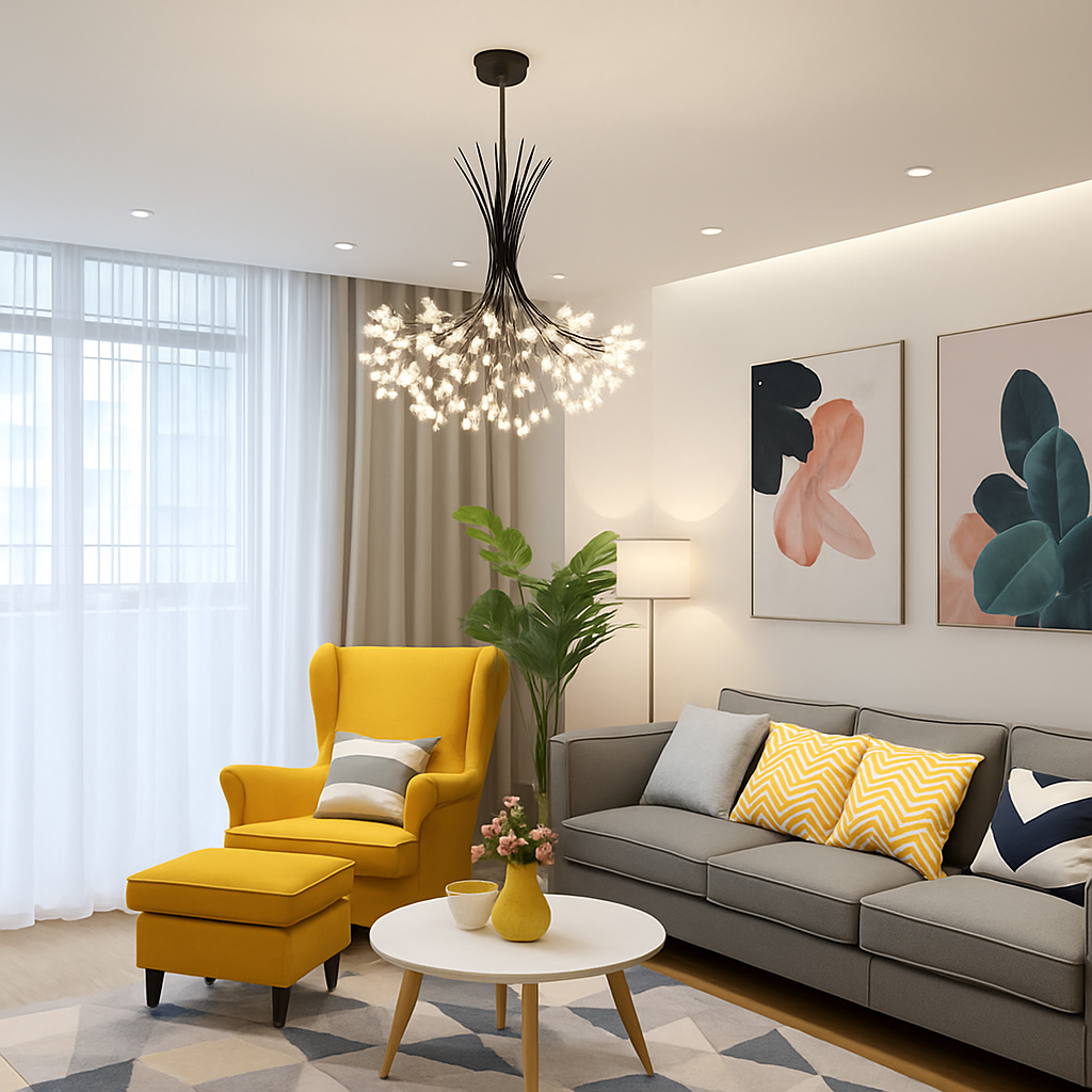 lustre moderne en cristal pissenlit éclairage design intérieur décoratif - vue 3 sur 10