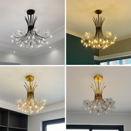 lustre moderne en cristal pissenlit éclairage design intérieur décoratif - vue 4 sur 10