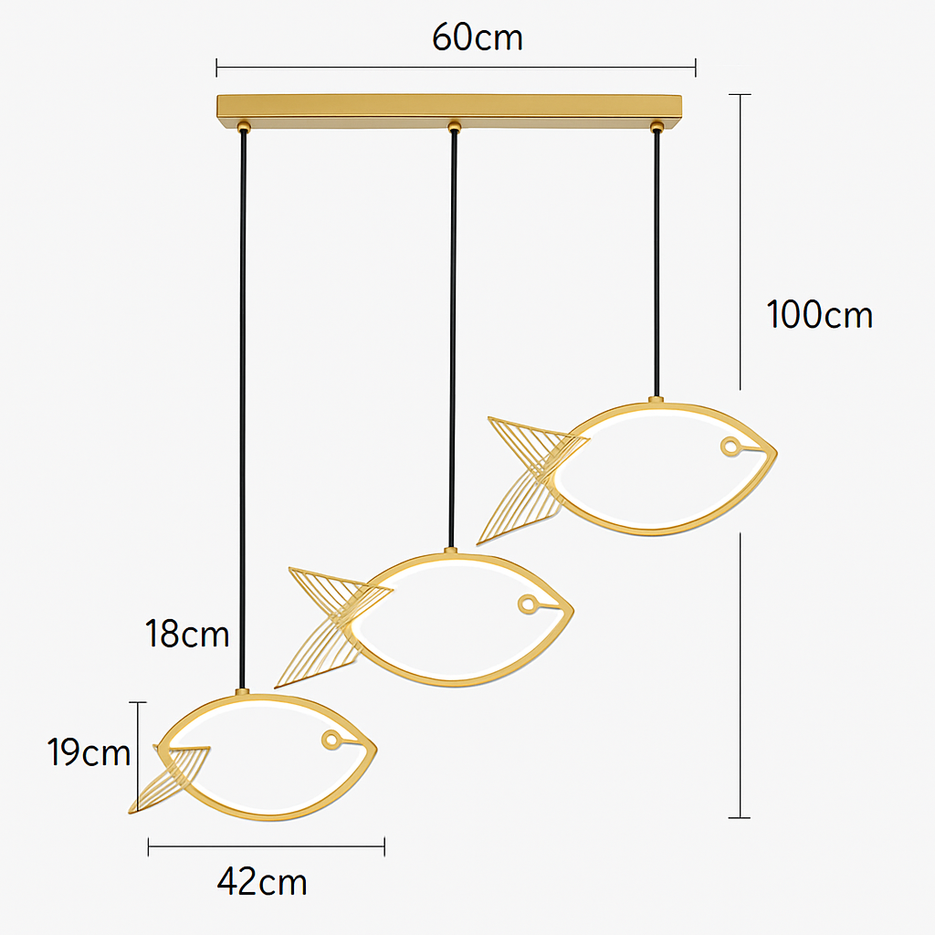 lustre moderne en fer forgé décoration poisson art nordique - vue 8 sur 15