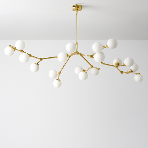 lustre moderne en verre avec branches led suspendues - vue 2 sur 12